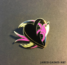 Load image into Gallery viewer, swallow and heart tattoo flash pin