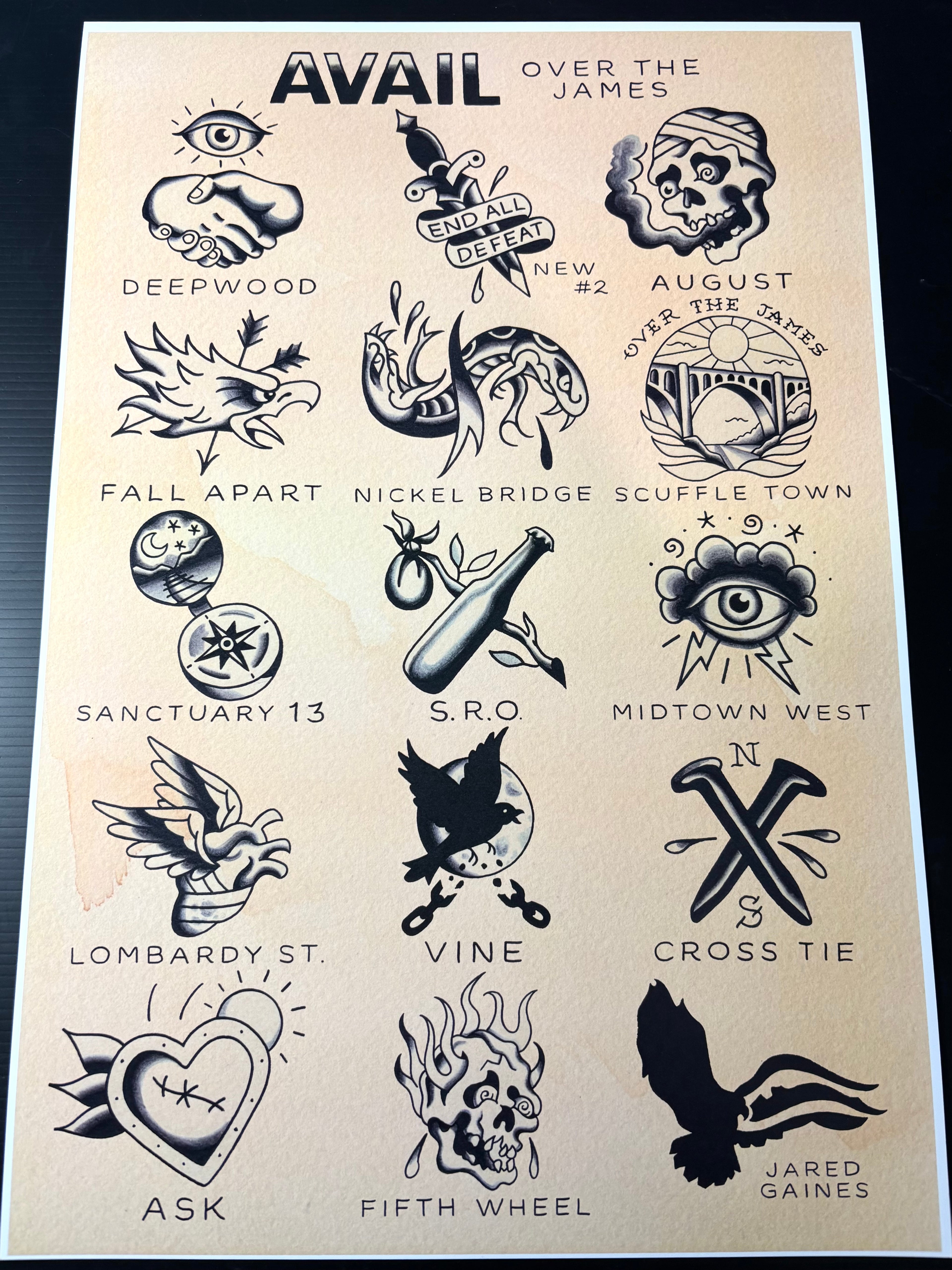 AVAIL Tattoo Flash | Over the James