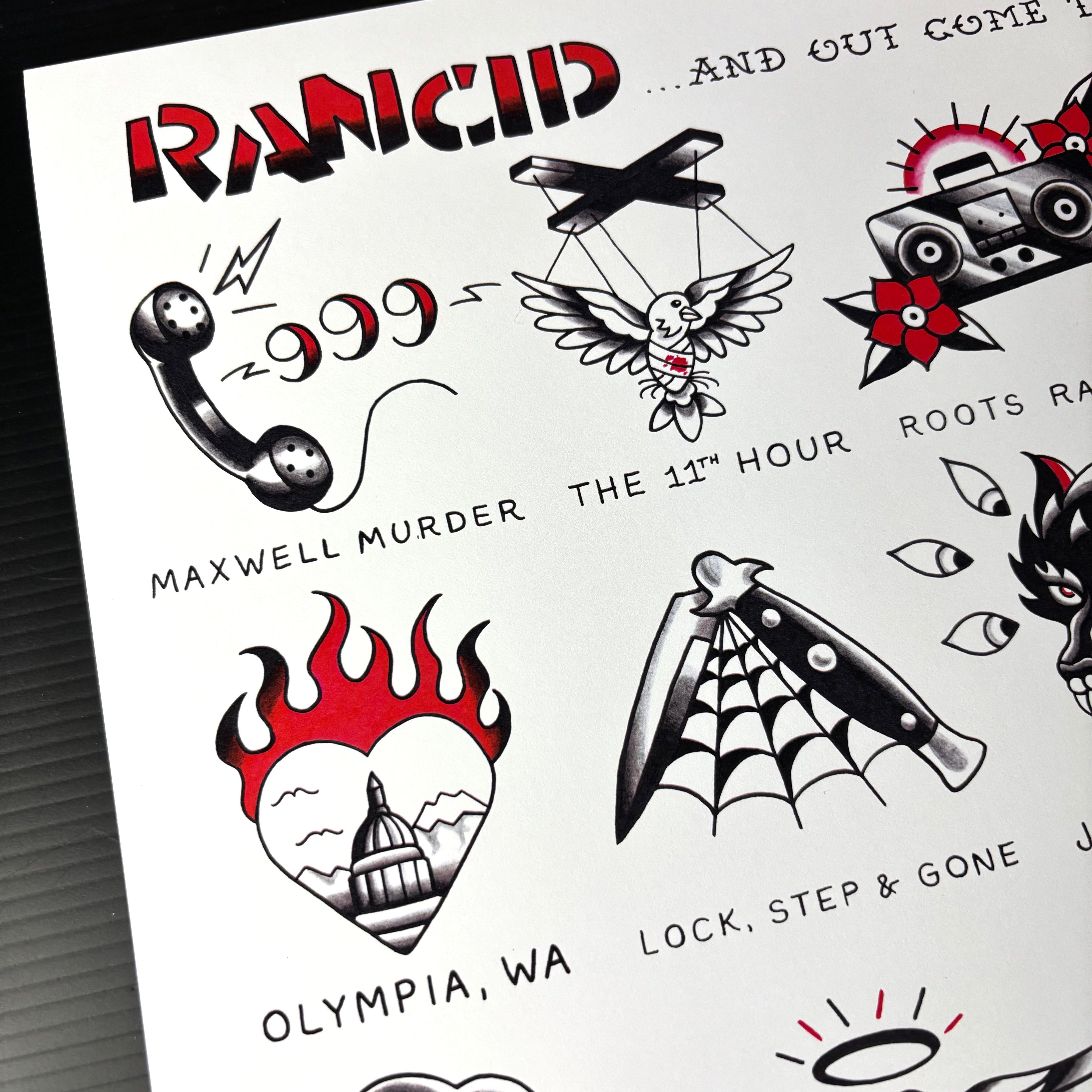 Rancid Tattoo Flash | and Out Come the Wolves