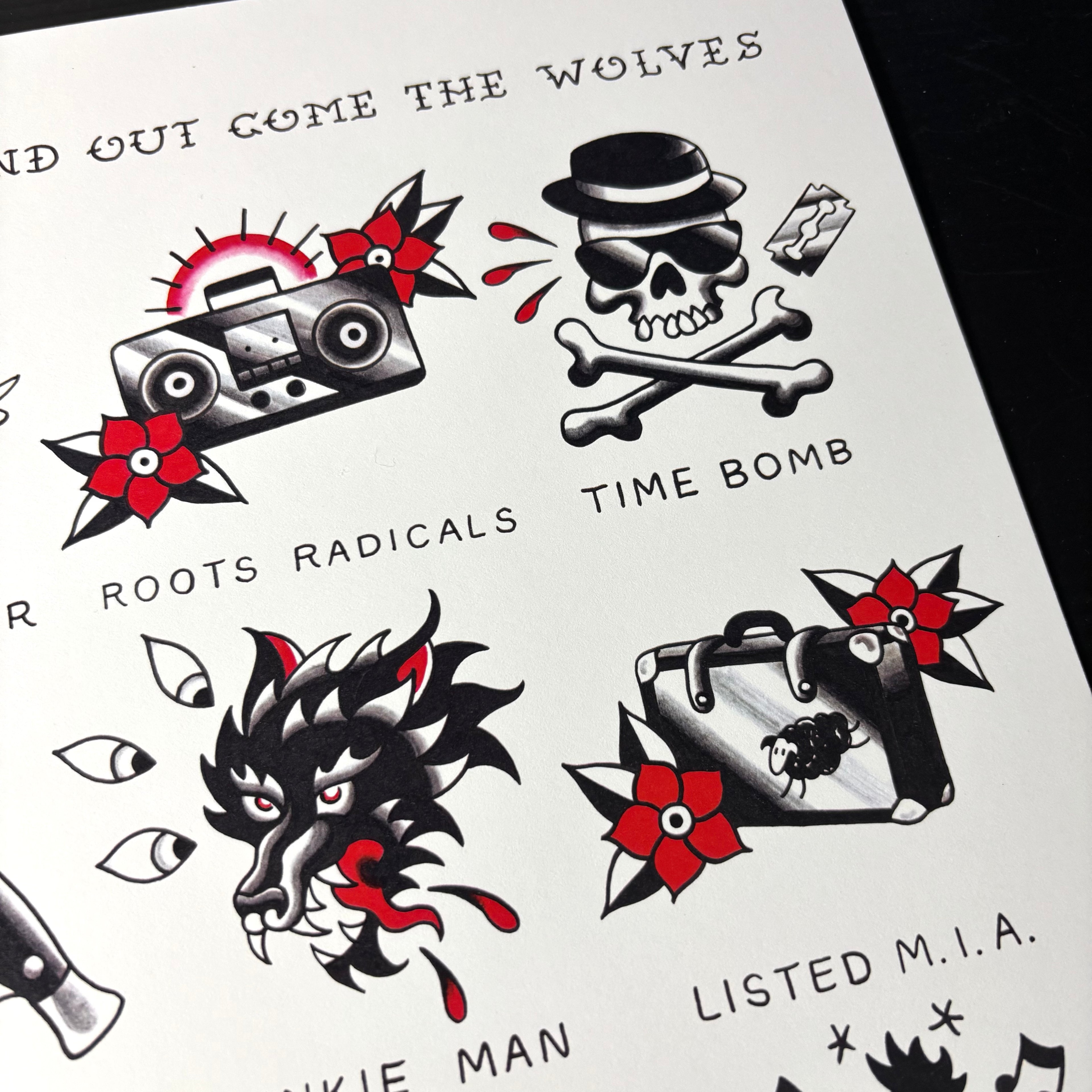 Rancid Tattoo Flash | and Out Come the Wolves