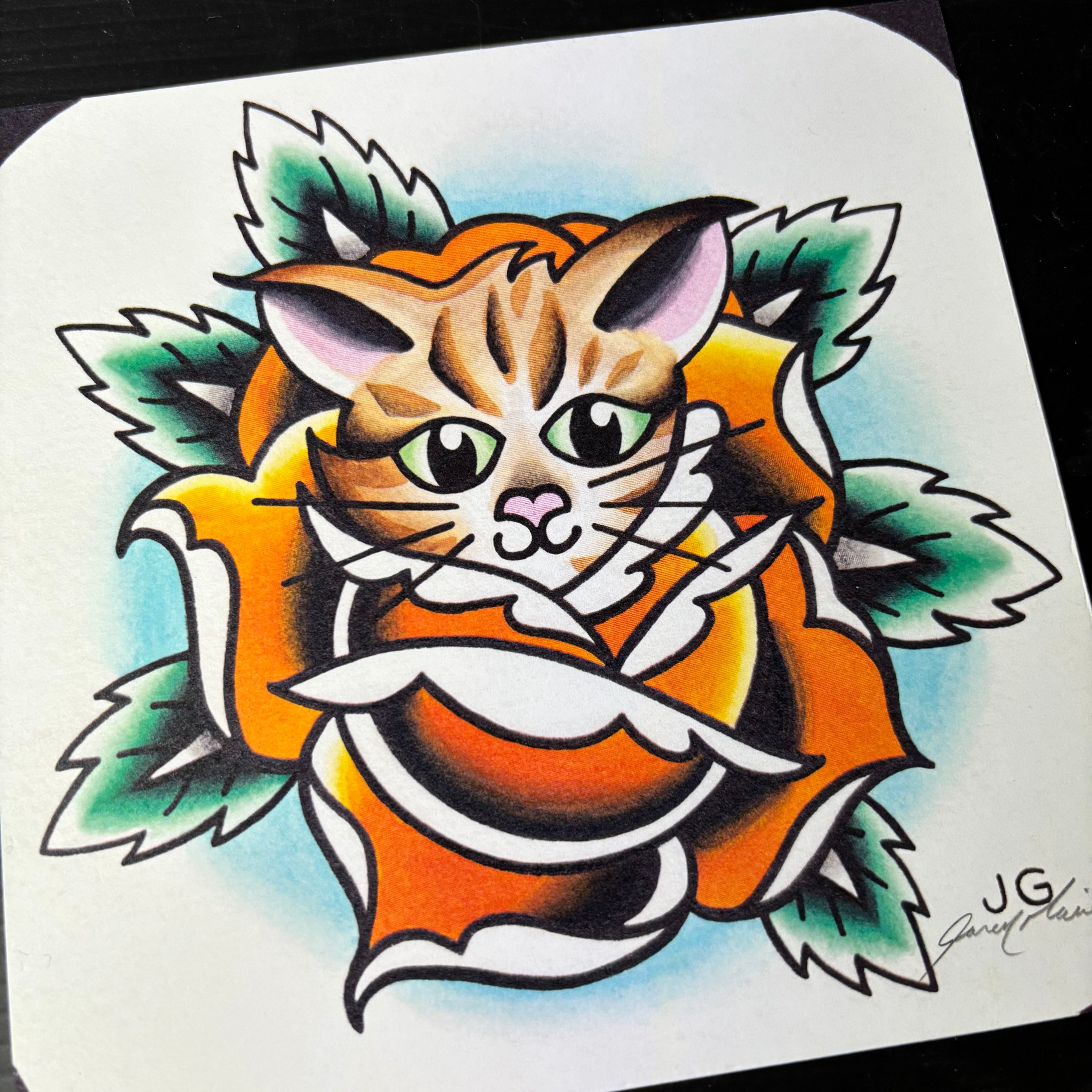 Kitten and Rose Print - Jared Gaines Art
