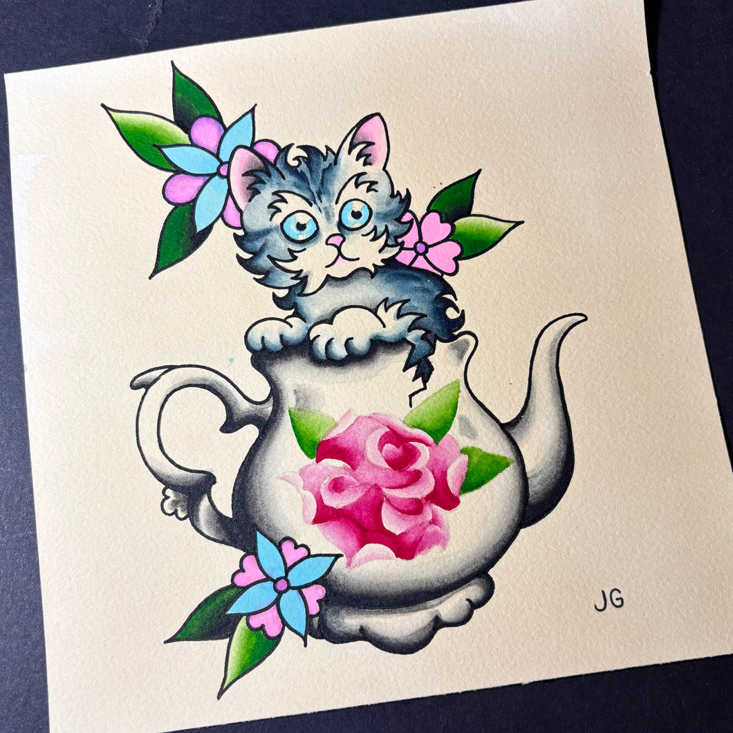 Kitten in Teapot ORIGINAL