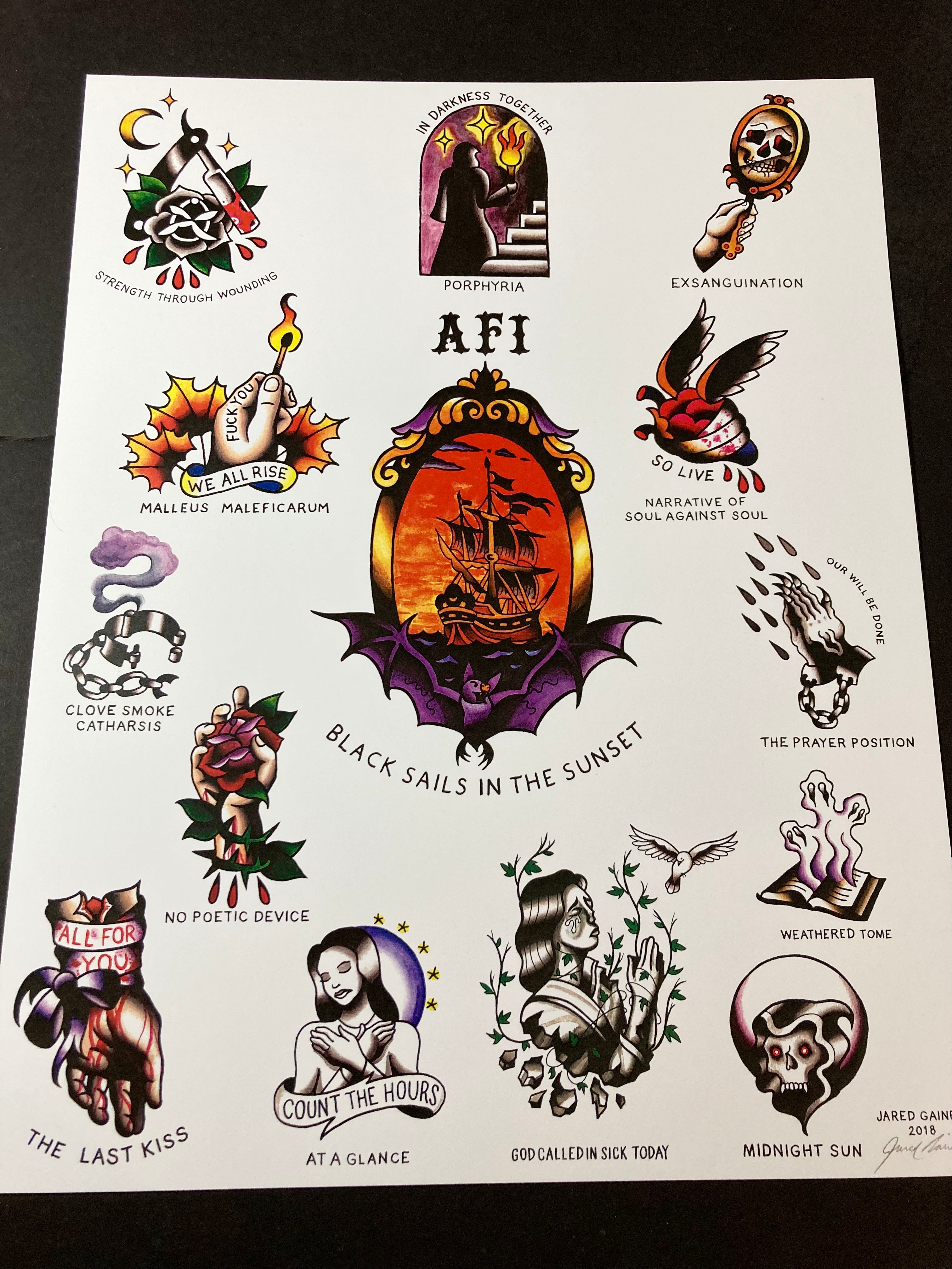 AFI Tattoo Flash | Black Sails in the Sunset - Jared Gaines Art