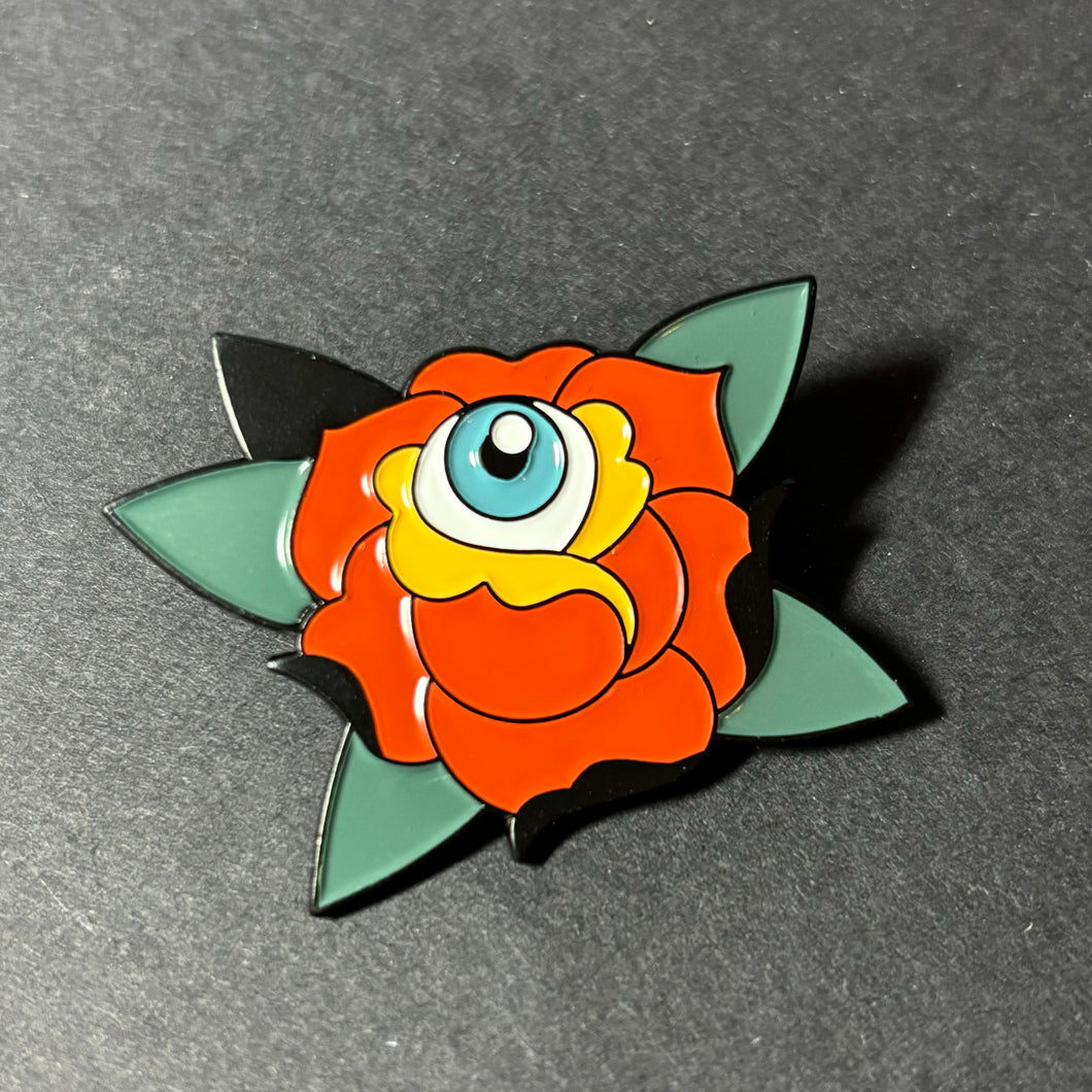 Eyeball and Rose Pin