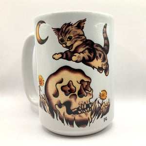 Kitten and Skull Coffee Mug