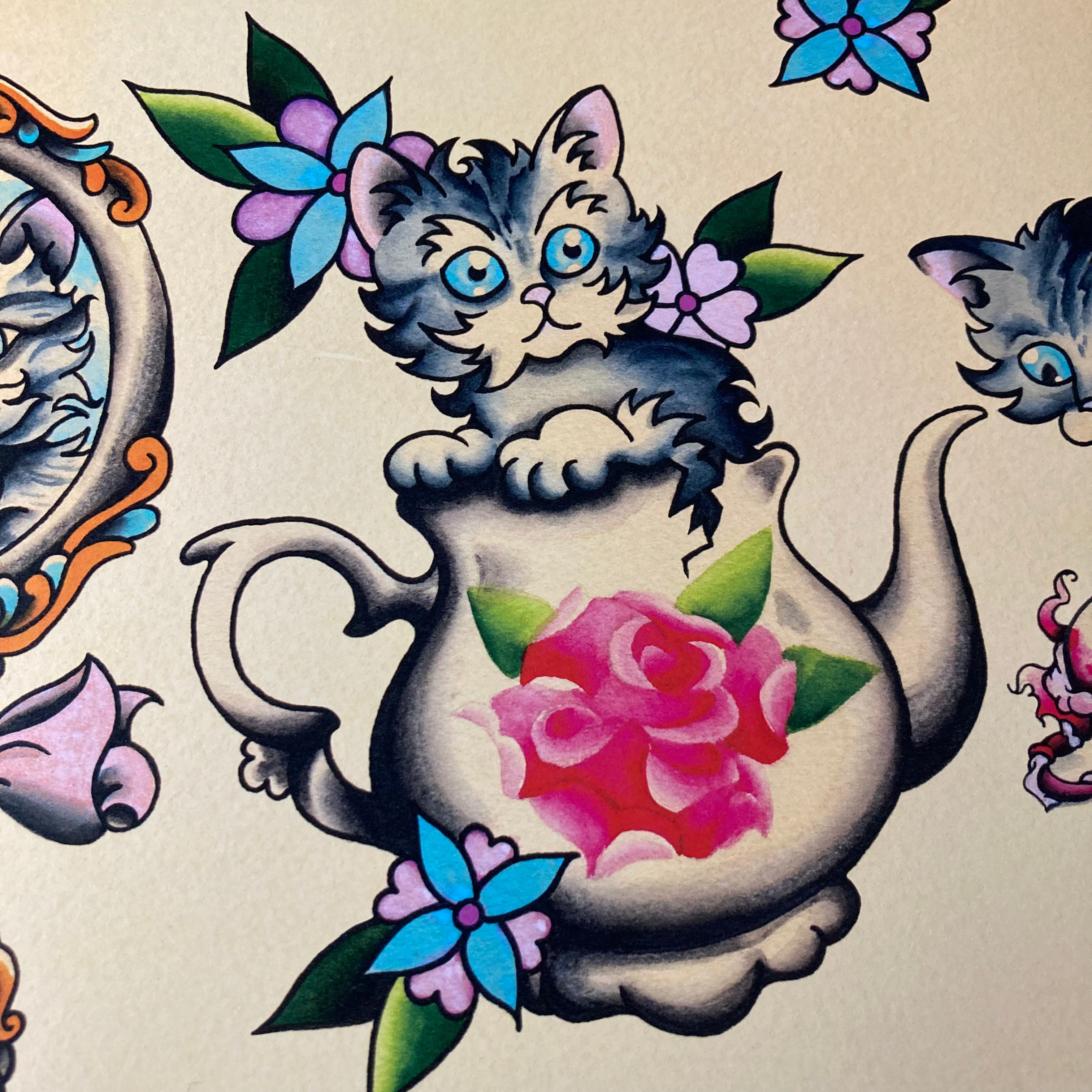 Kittens Tattoo Flash