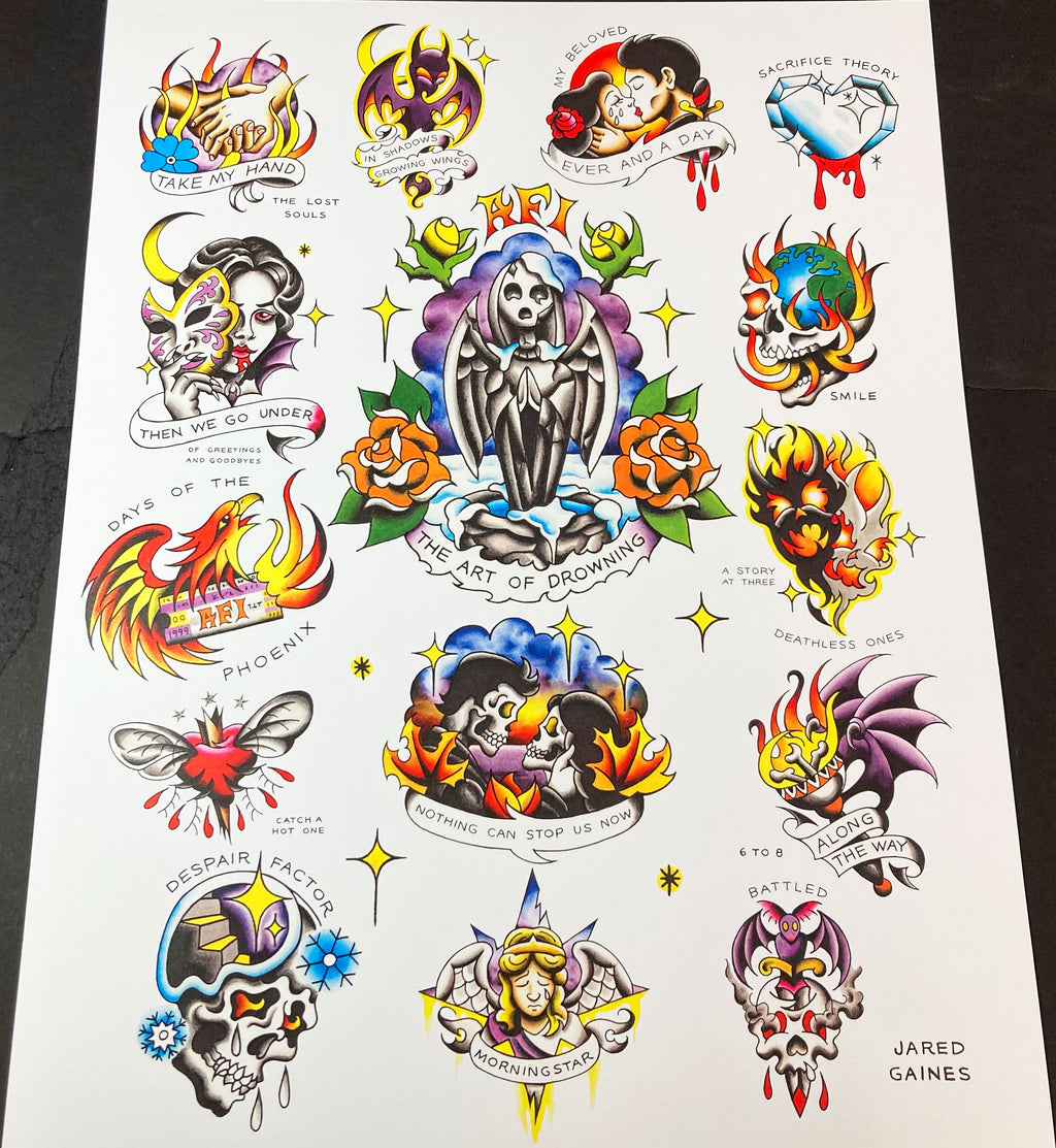 AFI The Art of Drowning Tattoo Flash
