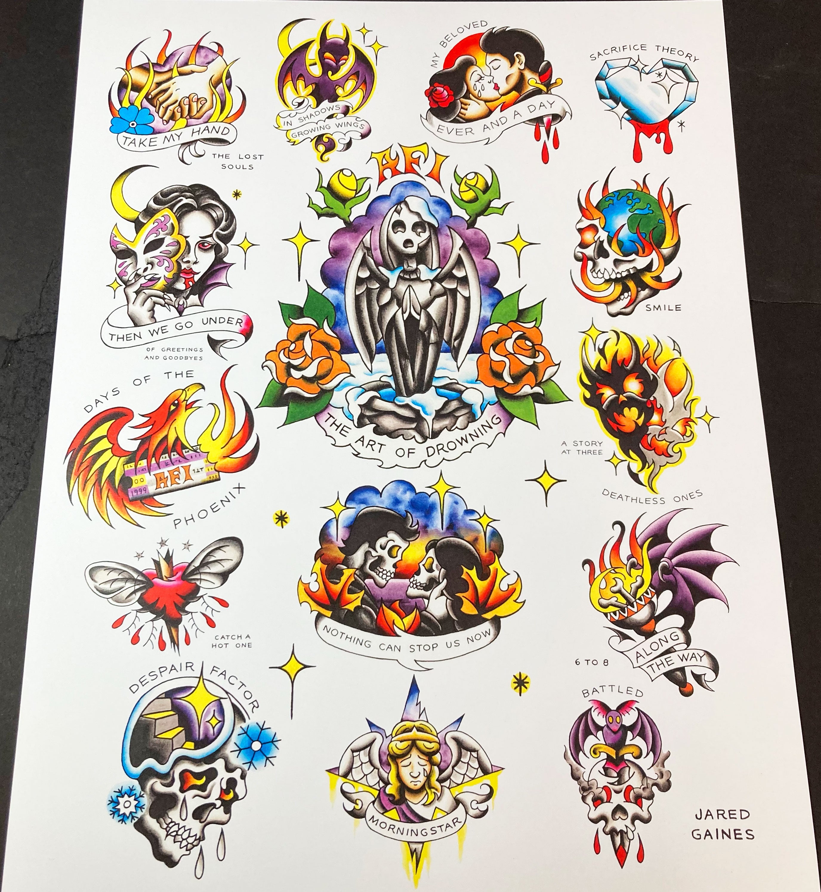 AFI The Art of Drowning Tattoo Flash