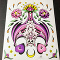 Bat, Hearts, and Flowers Art Print - Jared Gaines Art