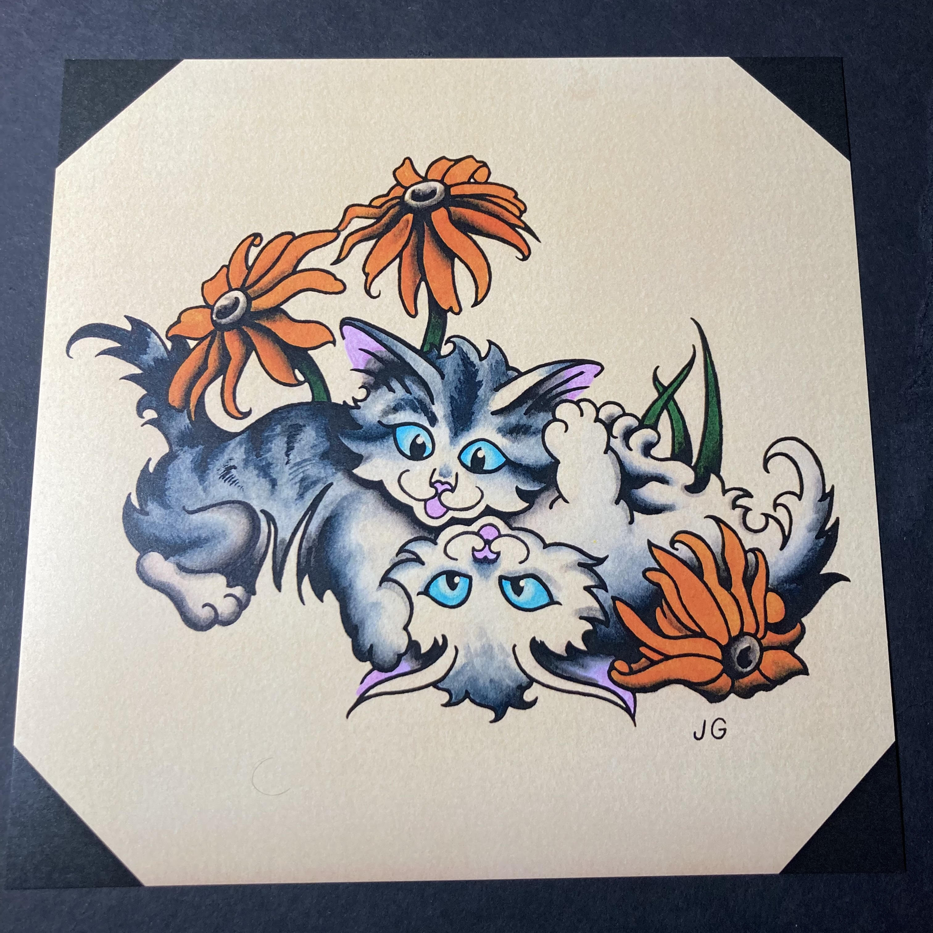 Kittens and flowers