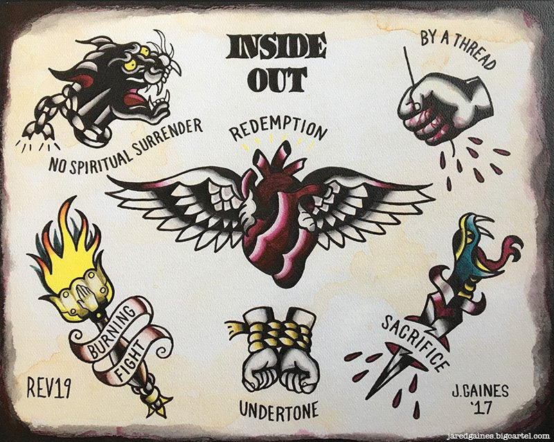 Inside Out - No Spiritual Surrender Tattoo Flash - Jared Gaines Art