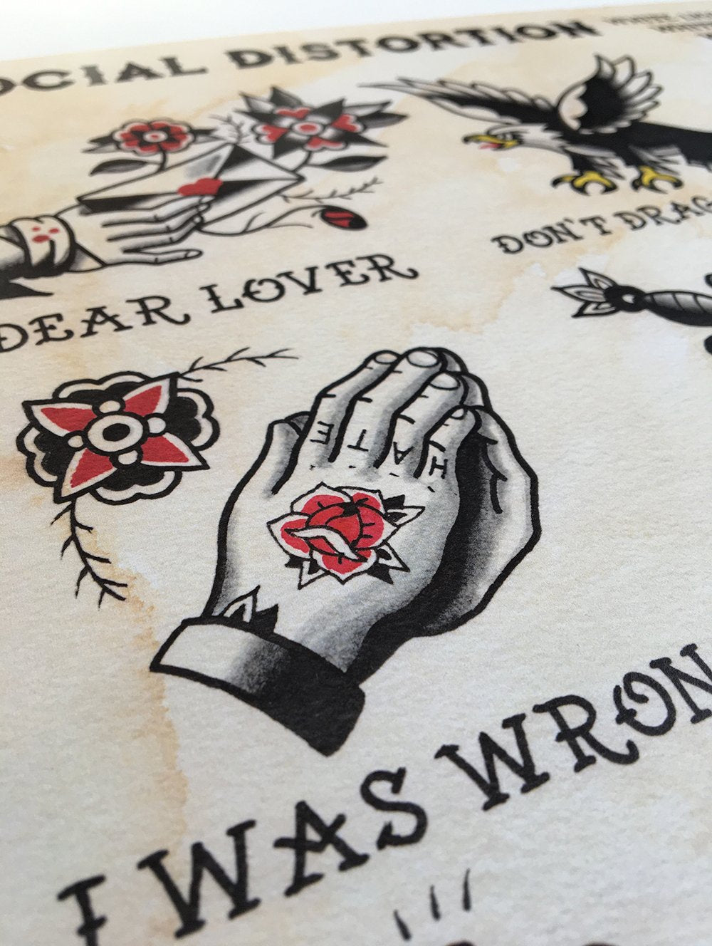 Social Distortion White Light Tattoo Flash - Jared Gaines Art