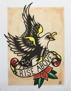 Rise Above Eagle Tattoo Flash - Jared Gaines Art