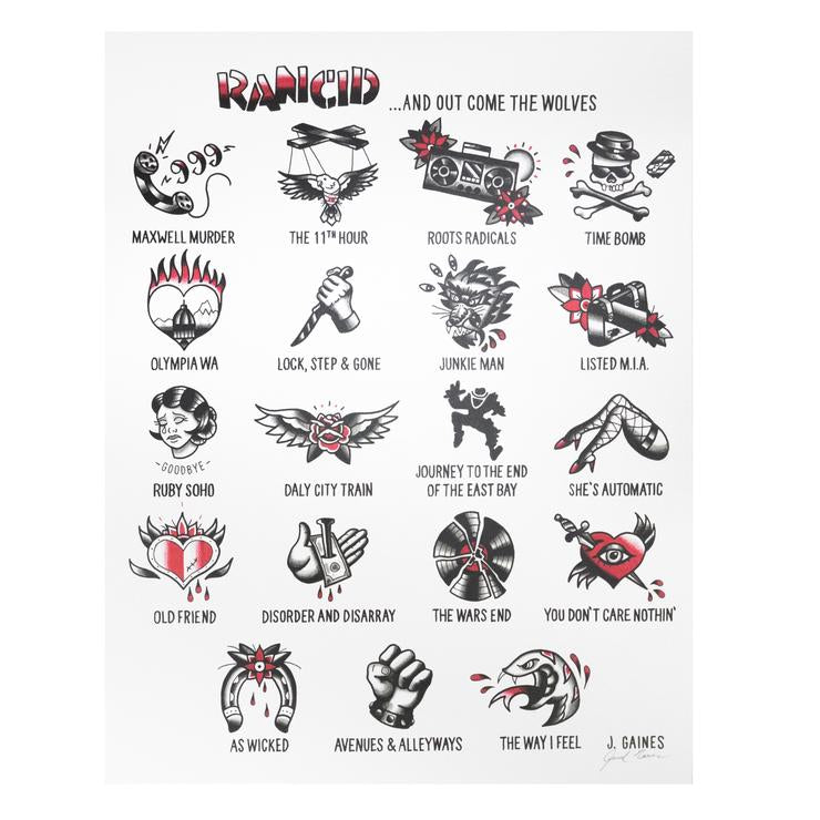 Rancid Tattoo Flash | and Out Come the Wolves - Jared Gaines Art