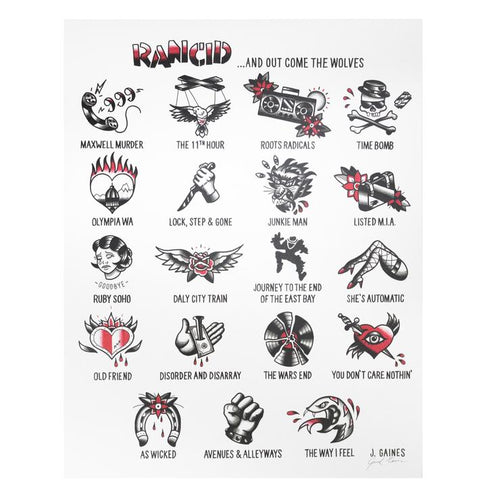Rancid Tattoo Flash | and Out Come the Wolves - Jared Gaines Art