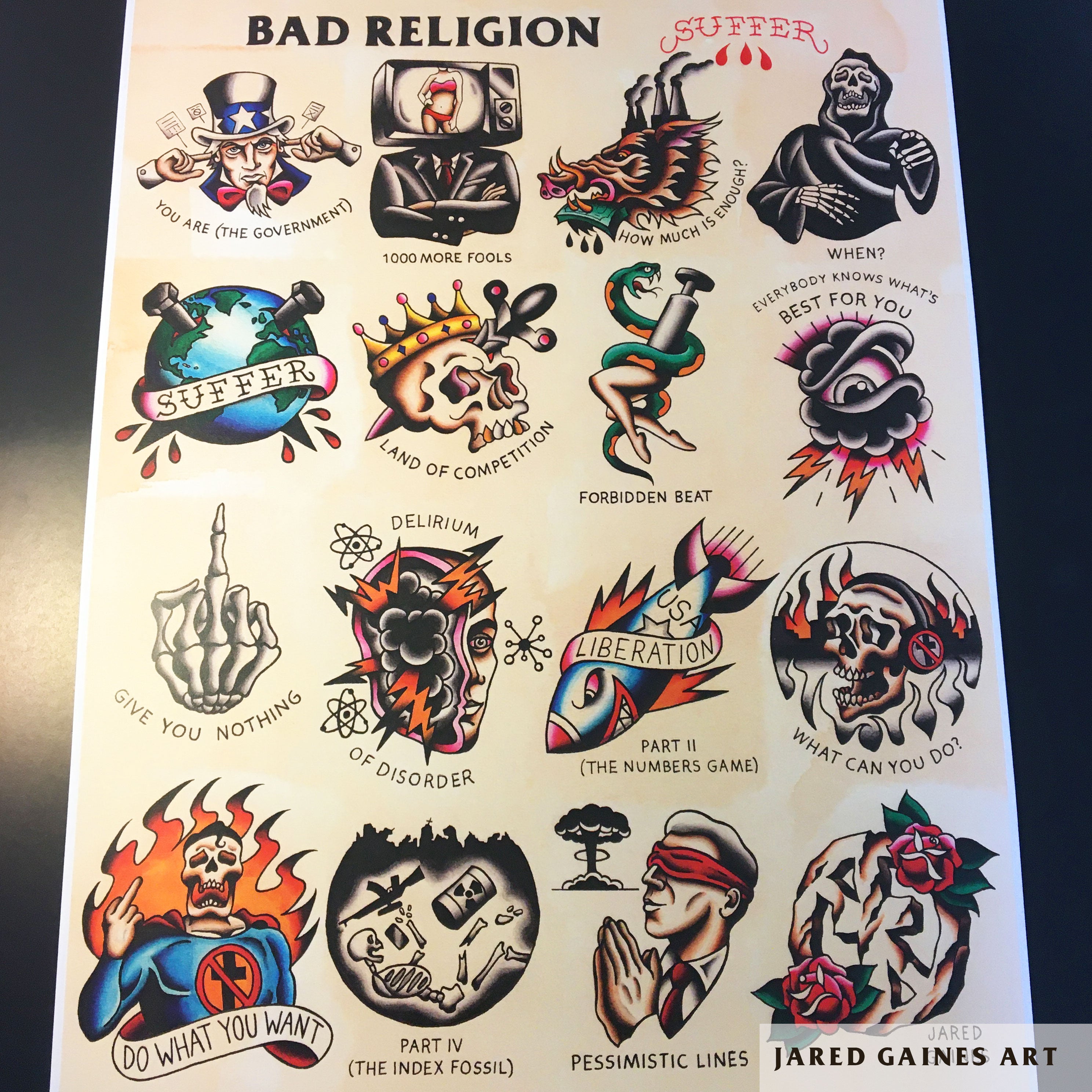 Bad Religion Suffer Tattoo Flash - Jared Gaines Art