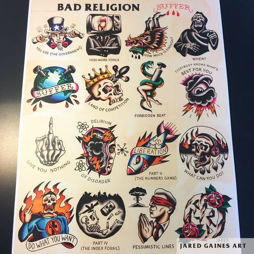 Bad Religion Suffer Tattoo Flash - Jared Gaines Art
