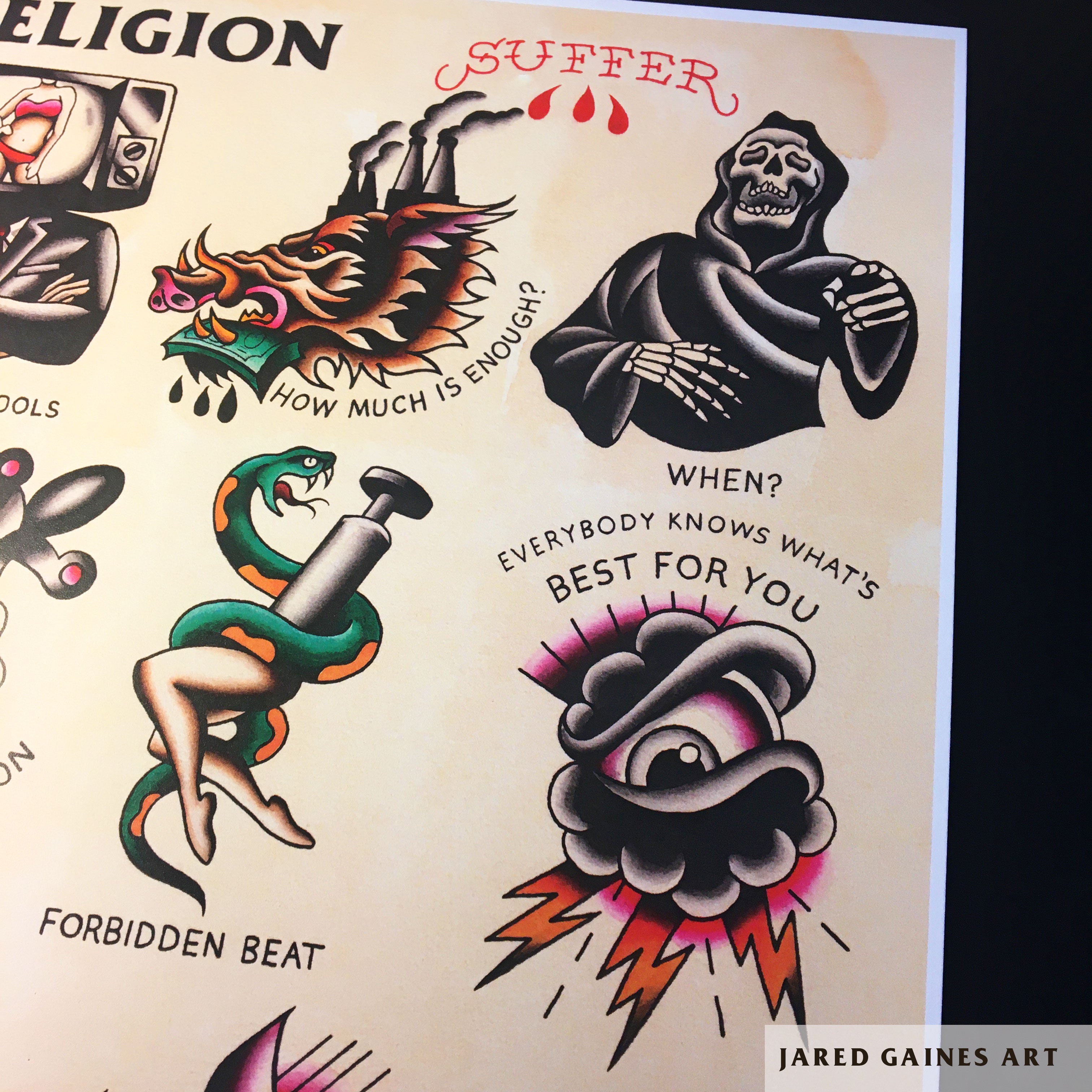 Bad Religion Suffer Tattoo Flash - Jared Gaines Art