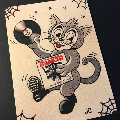 Rancid Cat Tattoo Flash