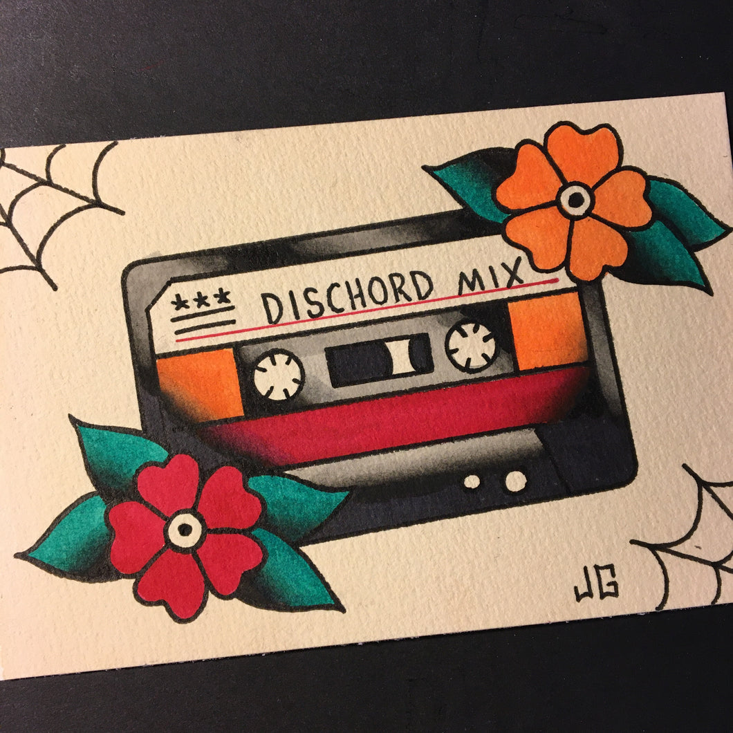 Dischord Cassette - Jared Gaines Art