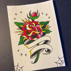 Rose + Custom Banner Valentine Painting