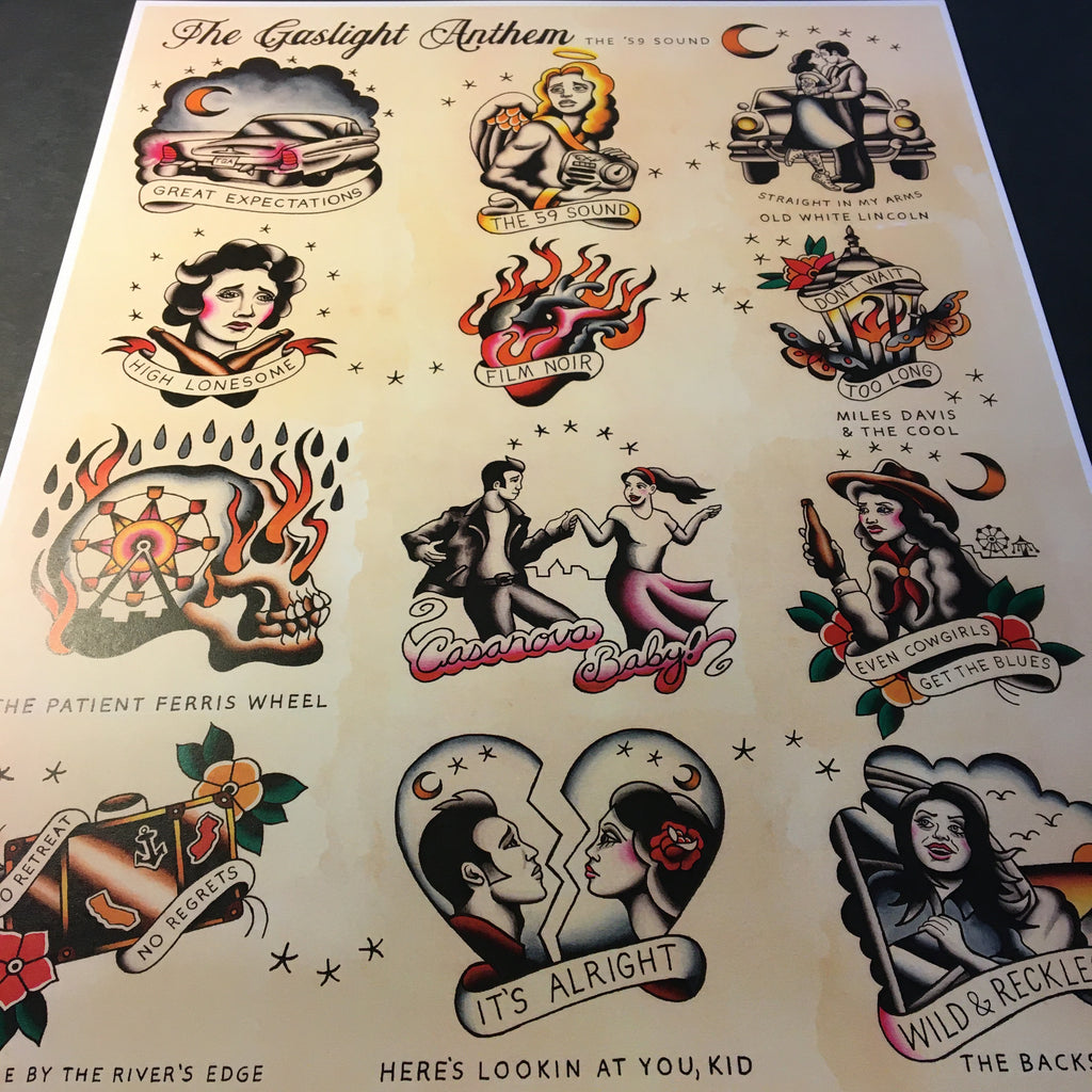 The Gaslight Anthem Tattoo Flash - Jared Gaines Art