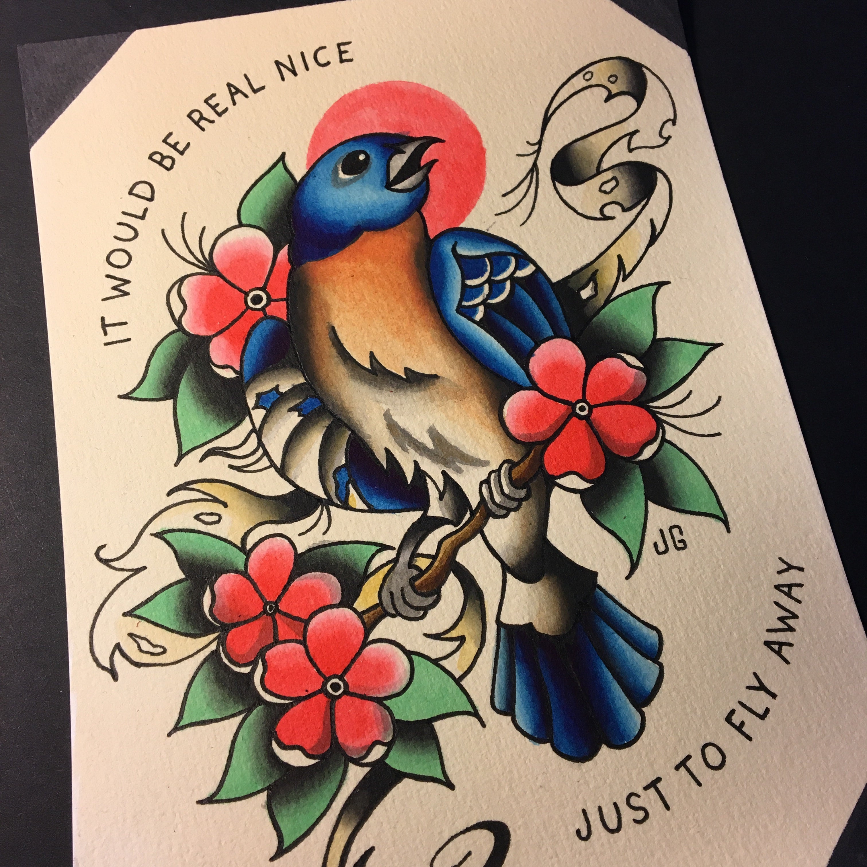Alkaline Trio - Broken Wing Tattoo Flash - Jared Gaines Art
