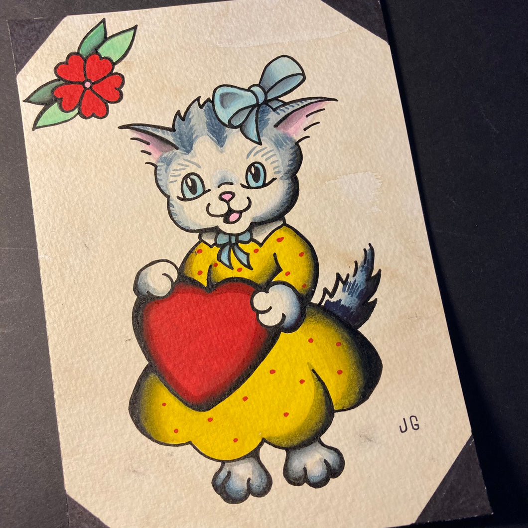 Kitten in Dress Valentine Painting