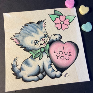 Kitten Valentine Painting