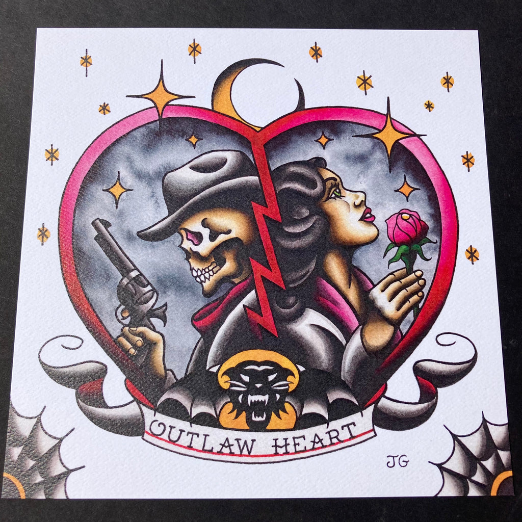 Tiger Army Outlaw Heart Print - Jared Gaines Art