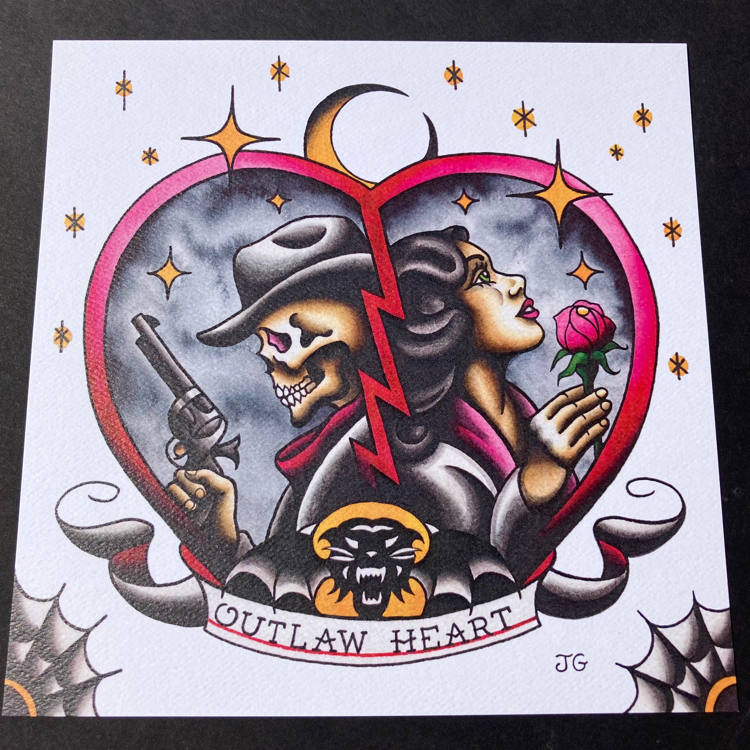 Tiger Army Outlaw Heart Print - Jared Gaines Art