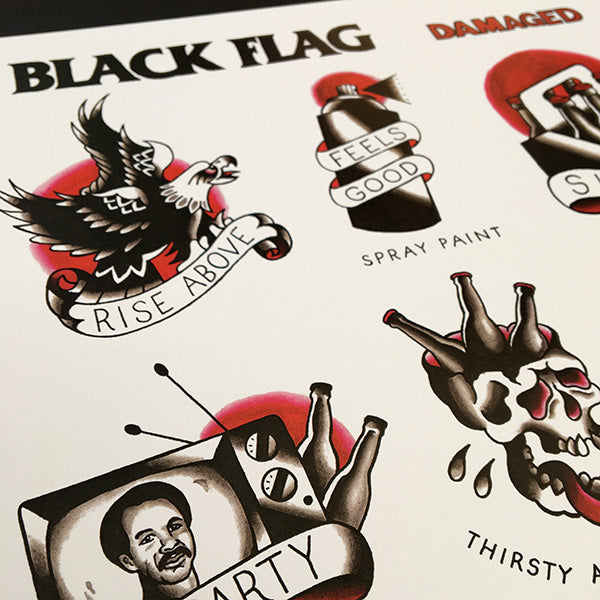 Black Flag Tattoo Flash | Damaged - Jared Gaines Art
