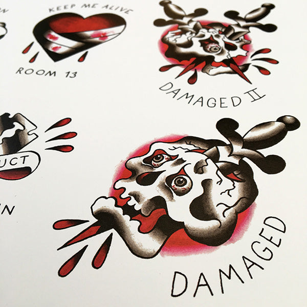 Black Flag Tattoo Flash | Damaged - Jared Gaines Art