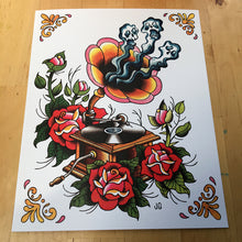 Load image into Gallery viewer, Record Player Tattoo Flash - Jared Gaines Art
