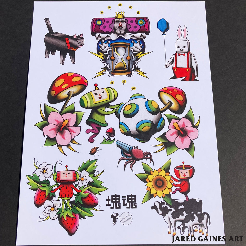 Katamari Damacy Tattoo Flash - Jared Gaines Art