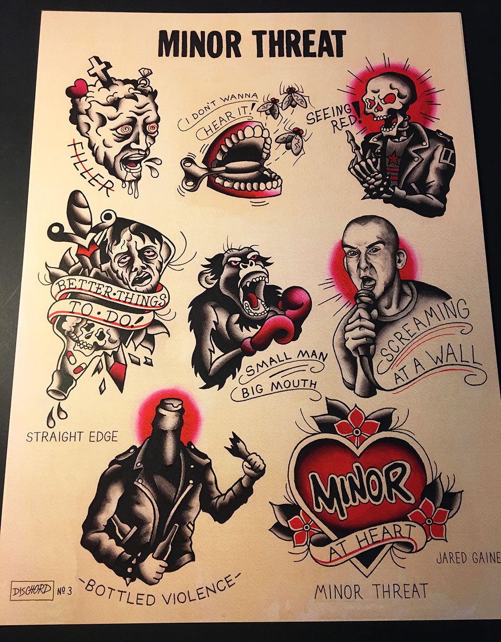 Aaron Bell Slave To The Needle Tattoo Flash Sheet 13x16.5
