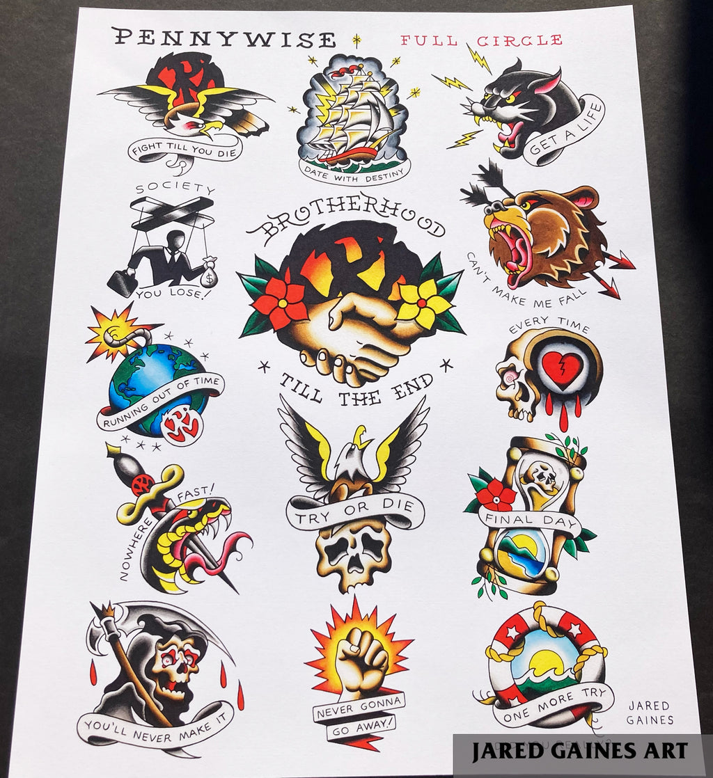 Pennywise - Full Circle Tattoo Flash