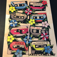 Load image into Gallery viewer, Cassette Tapes Print - 80&#39;s Punk Edition - Jared Gaines Art
